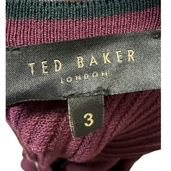 TED BAKER London NEW Plum Renyina Ribbed Stretch Sweater Dress US Size 6-8 - Picture 4 of 9